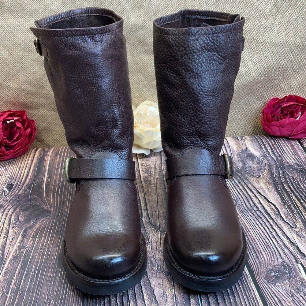 Frye Dark Brown Leather Veronica Short Boots sz7 but best for sz 6 1/2